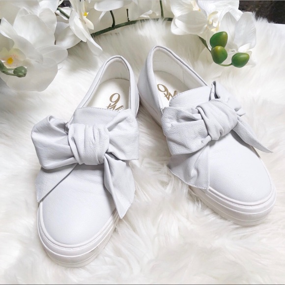 Nine West Shoes - Nine West Onosha Bow Flatform White Sneakers 7 M